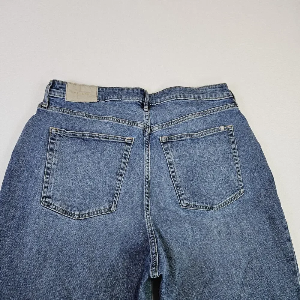Everlane Curvy Cheeky Jeans Womens 33R 34x28 Organic Cotton Blue Rigid Denim 16